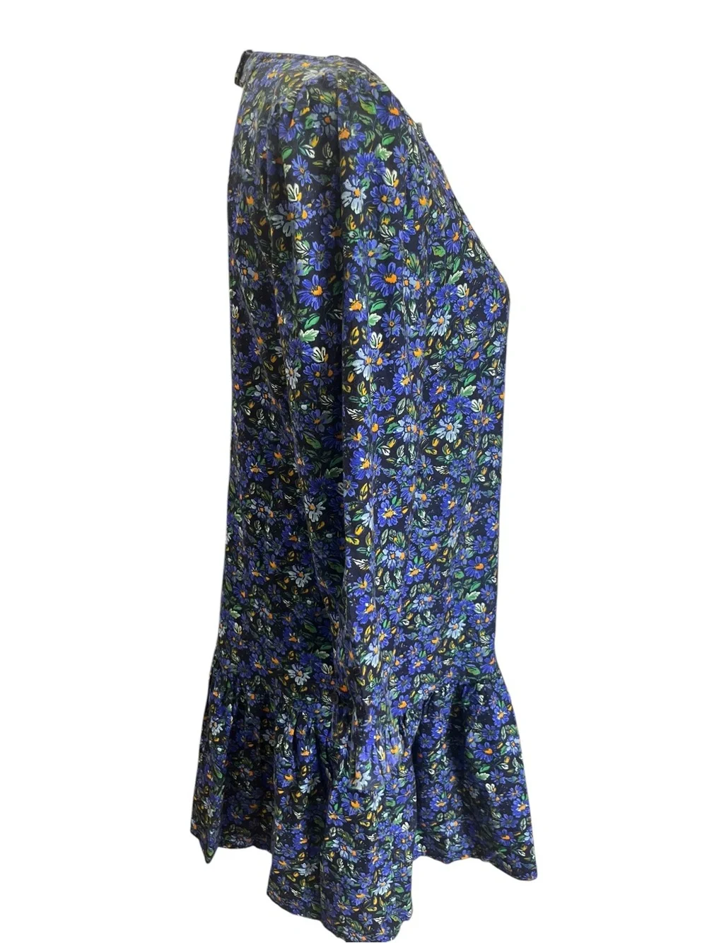 Free People The Avenue Floral Mini Dress Navy Open Back Ruffle Hem Boho Small